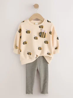 Next Abeille à rayures crème - Ensemble Sweatshirt et Leggings (3mths-7yrs) Best