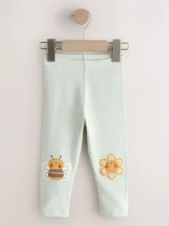 Next Abeille Rayure Vert/Écru - Leggings embellis (3mths-7yrs) Sale