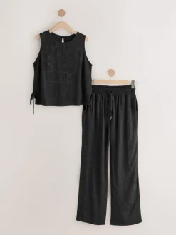 Next Abstrait noir - Pyjamas débardeur en viscose Outlet