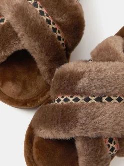 Accessorize chaussons à glissière croisée tressée duveteuse Outlet