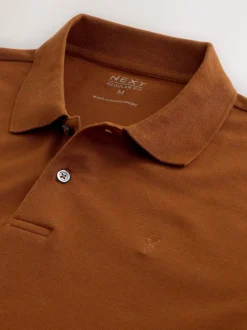 Next - Ajustement régulier - Polo Manches courtes Pique Ambre orange Clearance