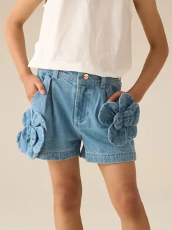 Angel & Rocket Eden Shorts 3D Flower Denim Clearance