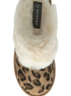 Dunlop animal - Chaussons mules en faux daim col en fourrure Hot