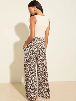 Friends Like These - Effet froissé Pantalon ample en jersey animal Best