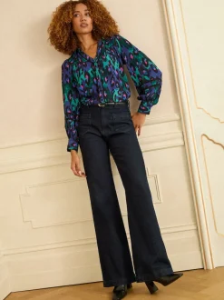 Love & Roses Animal bleu - Chemise à manches longues boutonnée Discount