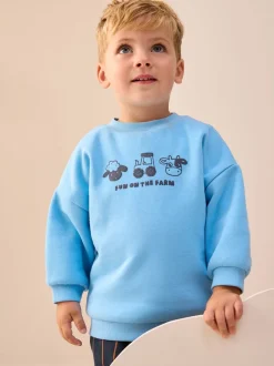 Next - Ensemble Sweatshirt et Joggers Rayure (3mths-7yrs) Animal de ferme bleu Sale