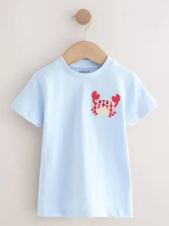 Next Animal de la mer bleu marine - Lot de 3 t-shirts appliqués à manches courtes (3mois7ans) Outlet