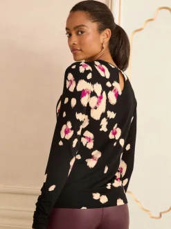 Love & Roses Animal de placement Noir - Top en jersey Manches longues Hot