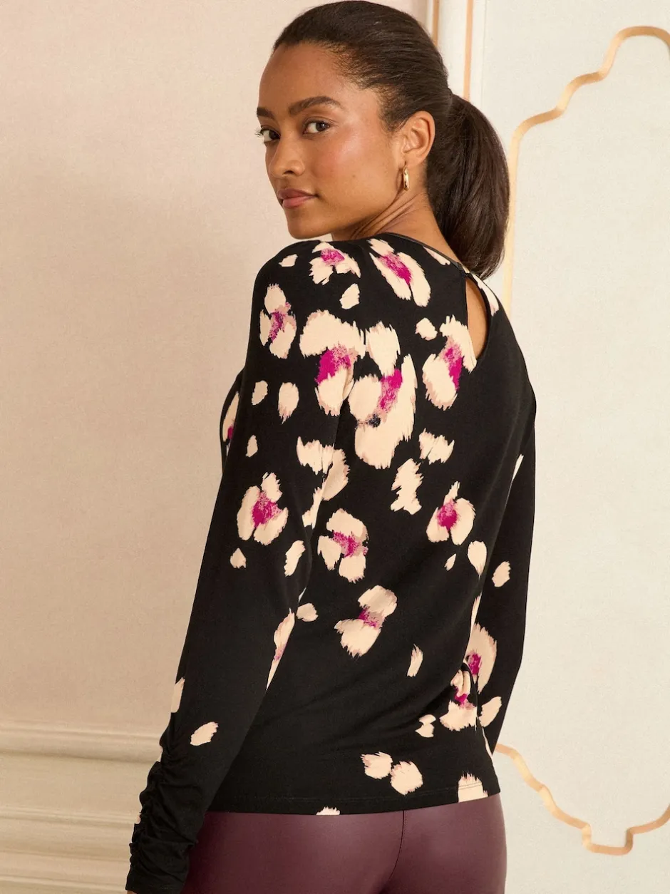 Love & Roses Animal de placement Noir - Top en jersey Manches longues Hot