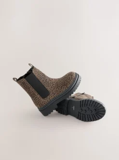 Next Animal Léopard Imprimé - Bottes Chelsea épaisses en cuir Online
