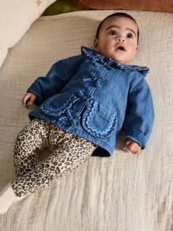 Next Animal neutre - Ensemble bébé veste en jean, haut et leggings 3 pièces (0mois-2ans) Outlet
