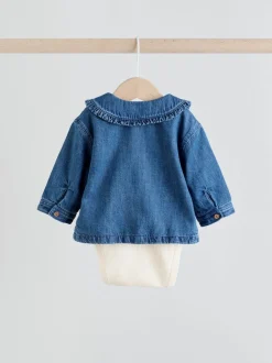 Next Animal neutre - Ensemble bébé veste en jean, haut et leggings 3 pièces (0mois-2ans) Outlet