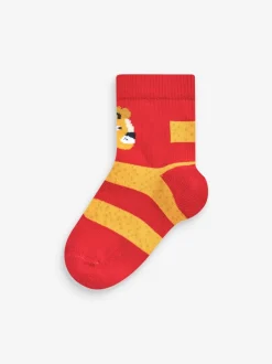 Next - Paquet de chaussettes en coton riche 7 Animal rouge/bleu/vert Clearance