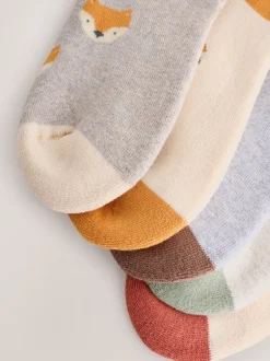 Next - Chaussettes en coton éponge riche 5 Lot Animaux écrus des bois Outlet