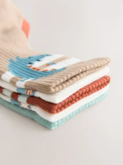 Next - Lot 5 paires de chaussettes Character riches en coton Animaux de safari bleu sarcelle/marron Discount