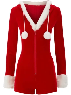 Ann Summers Noël Sexy Santa Velvet Zip Through Body Clearance