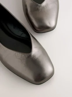 Next Anthracite - Ballerines Forever Comfort® en cuir à bout carré Online