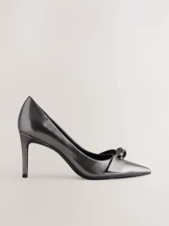 Next Anthracite - Chaussures de cour mi-hautes en cuir détail nœud Forever Comfort® Outlet