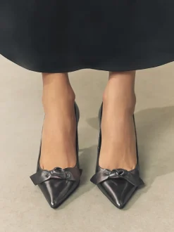 Next Anthracite - Chaussures de cour mi-hautes en cuir détail nœud Forever Comfort® Outlet