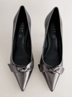 Next Anthracite - Chaussures de cour mi-hautes en cuir détail nœud Forever Comfort® Outlet