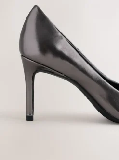 Next Anthracite - Chaussures de cour mi-hautes en cuir détail nœud Forever Comfort® Outlet