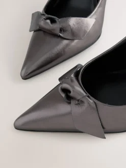 Next Anthracite - Chaussures de cour mi-hautes en cuir détail nœud Forever Comfort® Outlet