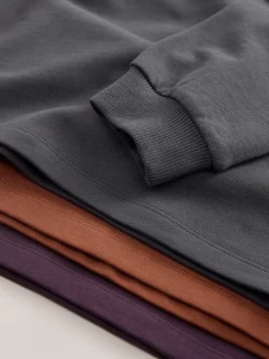 Next Anthracite/baie/fauve - T-shirts épais décontractés à manches longues Lot de 3 (3-16ans) Discount