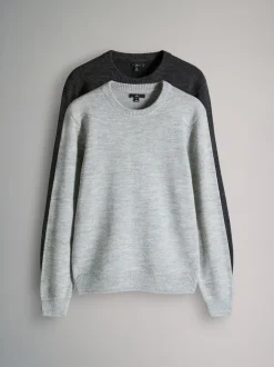 The Set Anthracite/gris chiné - lot de 2 Pulls en maille à Col rond