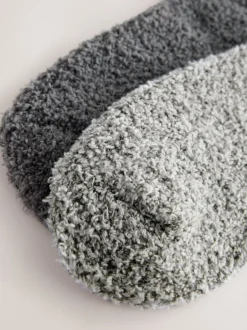 Next Anthracite/gris clair - Lot de 2 paires de chaussettes moelleuses Clearance