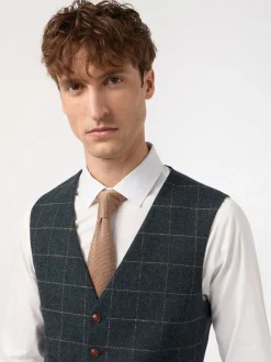 Antique Rogue Dax Bleu canard Herringbone Carreaux Gilet Hot