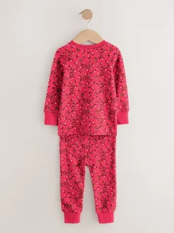 Next Applique Fleuri Rouge/Rose - Lot de 3 pyjamas Snuggle (9mois-9ans) Clearance