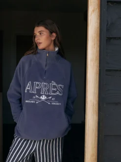 Next Apres bleu - Pull en polaire à demi-fermeture éclair Clearance