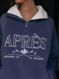 Next Apres bleu - Pull en polaire à demi-fermeture éclair Clearance