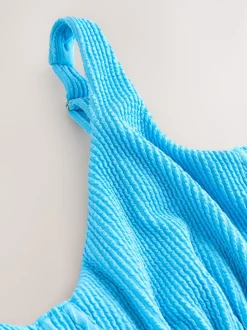 Next - Maillot de bain DD+ à armatures avec contrôle du ventre Aqua bleu froissé Outlet