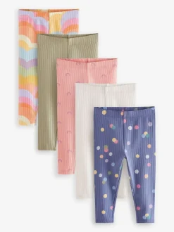 Next Arc-en-ciel - Lot de 5 leggings côtelés (3mois-7ans) Best