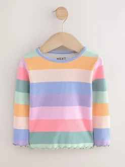 Next - T-shirt à manches longues en côtes (3mths-7yrs) Arc-en-ciel Best
