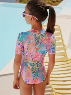 Next Arc-en-ciel Animal tie-dye - Maillot de bain Sunsafe à manches courtes (3mois à16ans) New