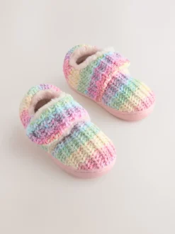 Next Arc-en-ciel en maille multicolore - Chaussons doublés confortables avec semelle cupsole