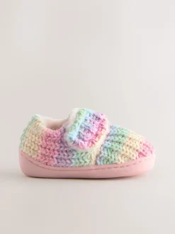 Next Arc-en-ciel en maille multicolore - Chaussons doublés confortables avec semelle cupsole