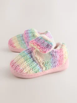 Next Arc-en-ciel en maille multicolore - Chaussons doublés confortables avec semelle cupsole
