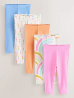 Next Arc-en-ciel pastel - Lot de 5 leggings côtelés (3mois-7ans) Clearance
