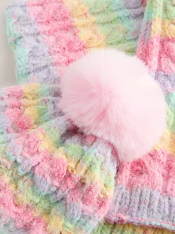 Next Arc-en-ciel rose - Ensemble bonnet et snood (1-13ans) Hot