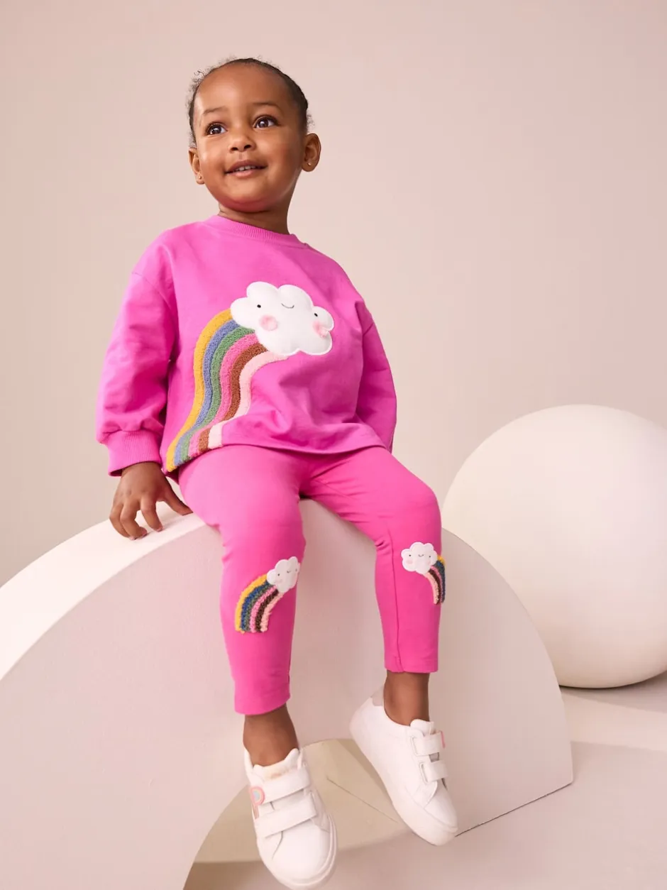 Next Arc-en-ciel rose motif nuage - Legging orné de genoux (3mois à7ans)