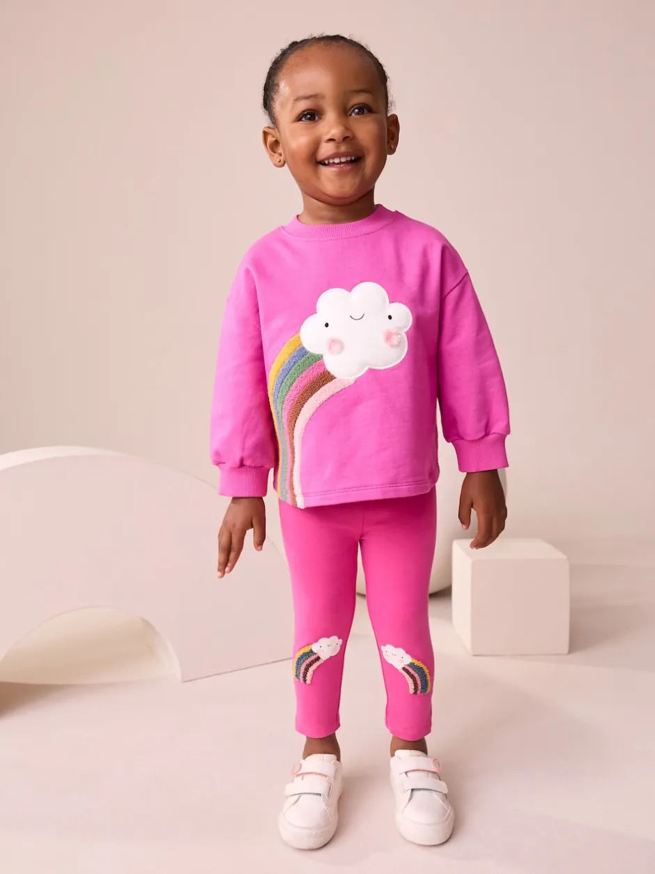 Next Arc-en-ciel rose motif nuage - Legging orné de genoux (3mois à7ans)
