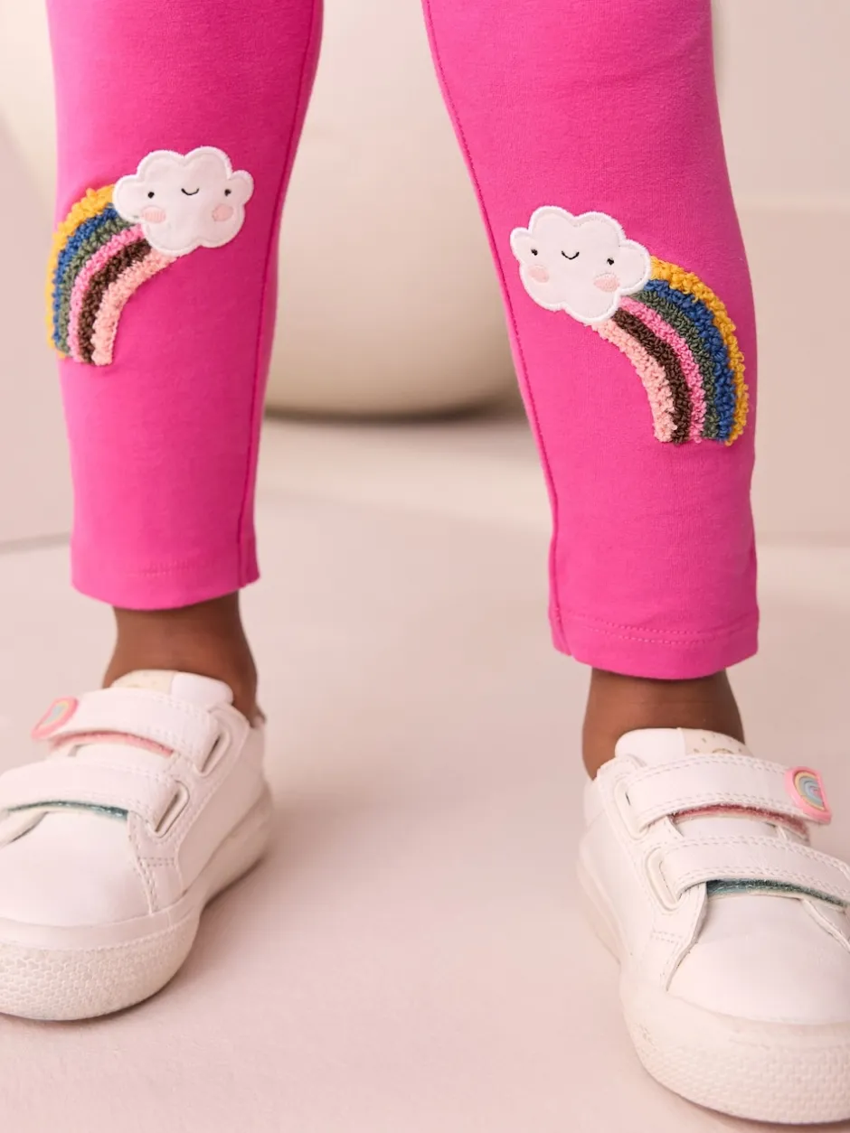 Next Arc-en-ciel rose motif nuage - Legging orné de genoux (3mois à7ans)