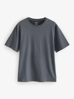 Next - Ajustement régulier - T-shirt Essential Col rond en coton Ardoise Gris Discount
