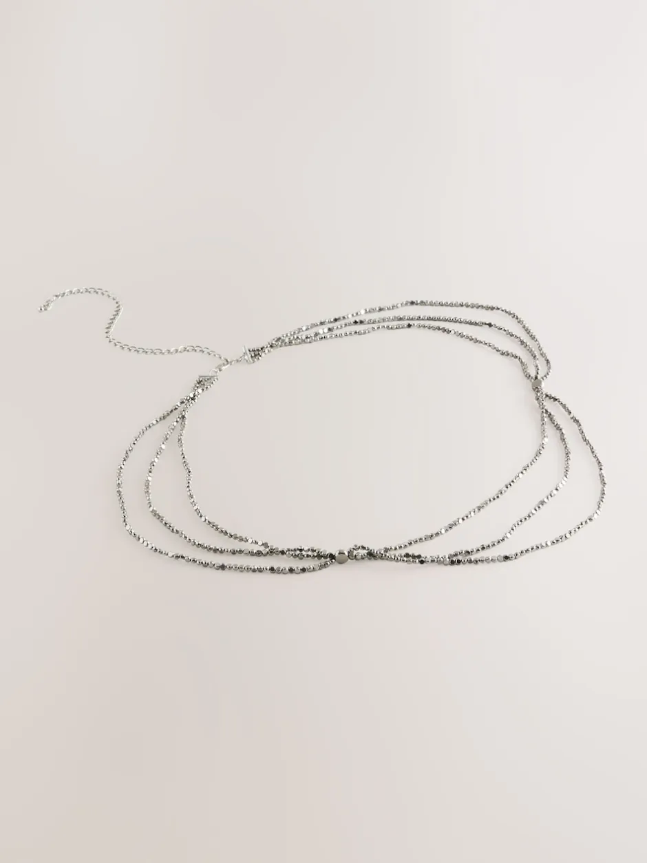 Next Argent - Ceinture Skinny métallisée à perles étagées Best