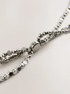 Next Argent - Ceinture Skinny métallisée à perles étagées Best