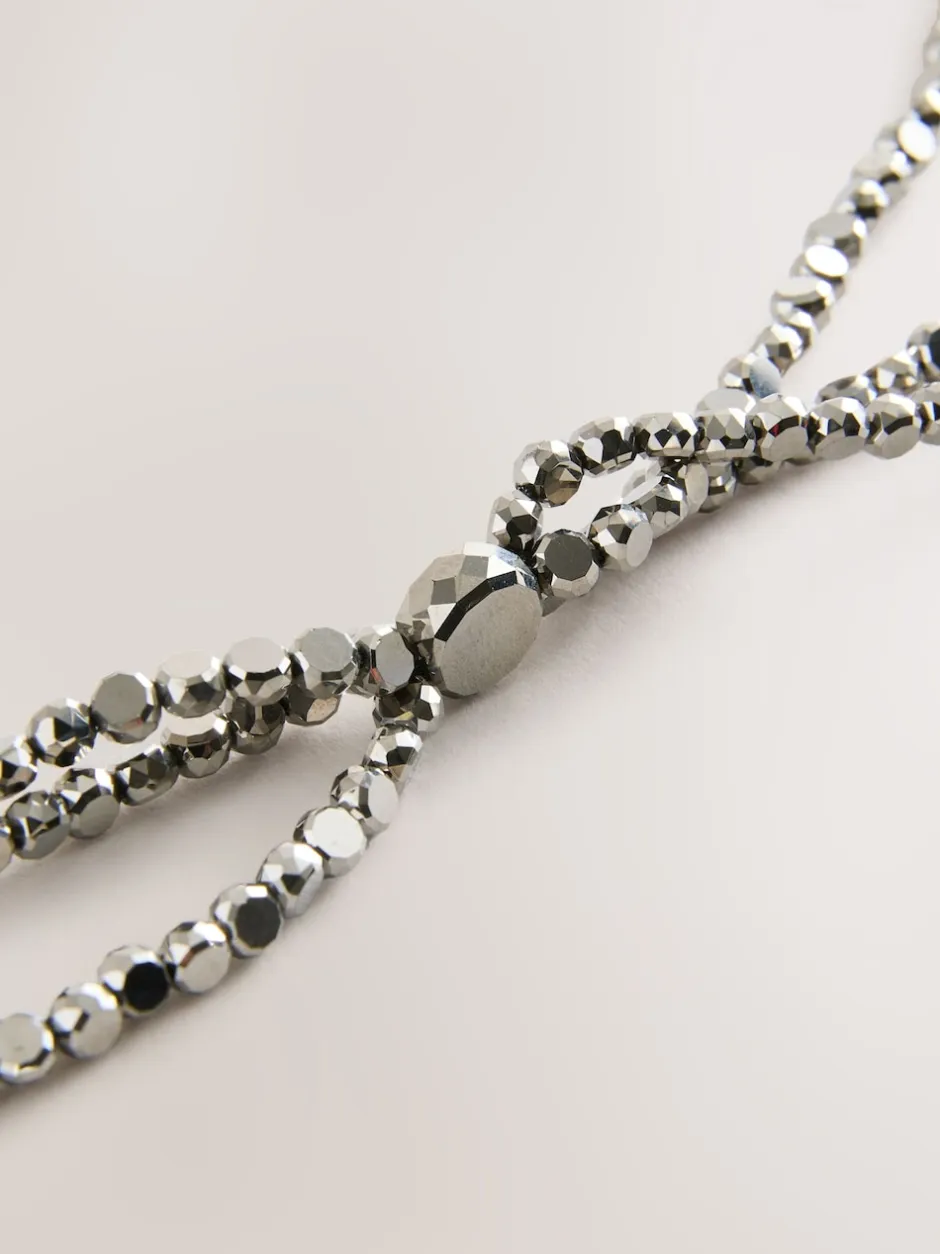 Next Argent - Ceinture Skinny métallisée à perles étagées Best