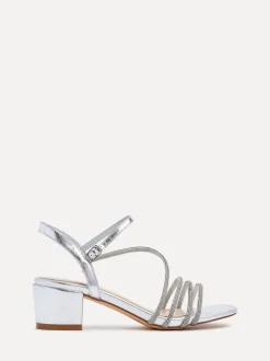 Linzi Argent - talons à lanières ornés de diamants Riri Outlet